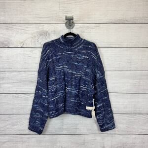 A New Approach Plus Size Blue Thick Knit Mock Neck Sweater Size XXL